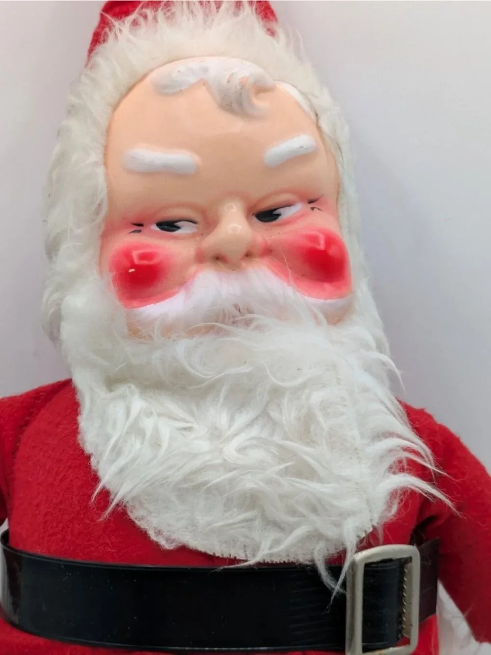 Vintage Plush Santa Rubber Mask Face Rushton Type Christmas Red White Black 17